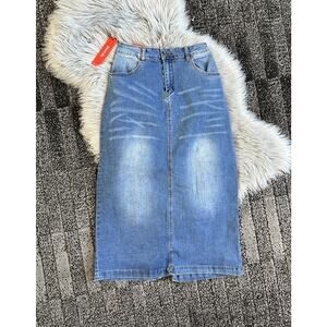 Galmint Women's Jeans Brand Long‎ Denim Skirt Size 4 (MSRP $98)